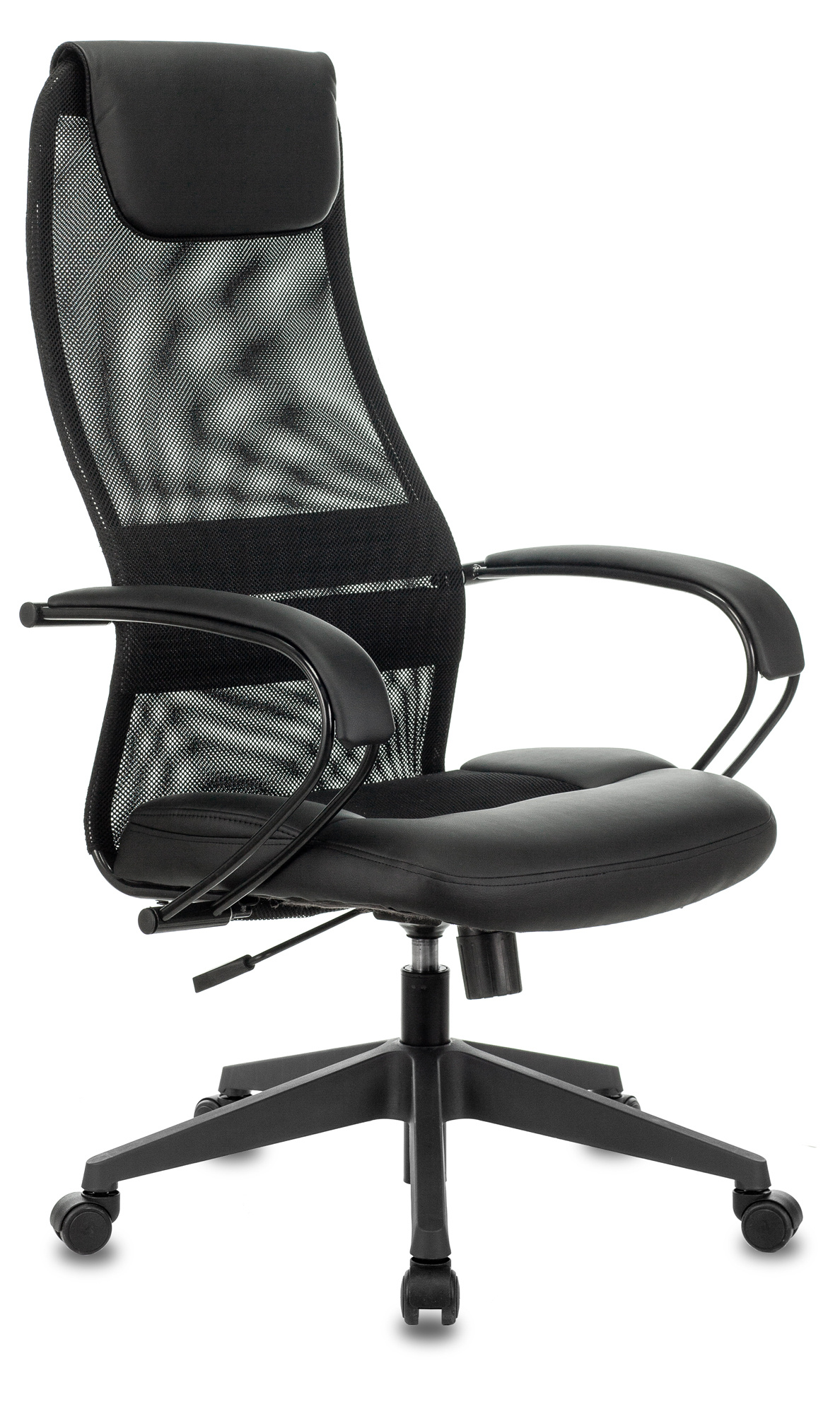 Кресло руководителя Бюрократ CH-608 черный TW-01 сиденье черный TW-11 эко.кожа/сетка с подголов. крестов. пластик