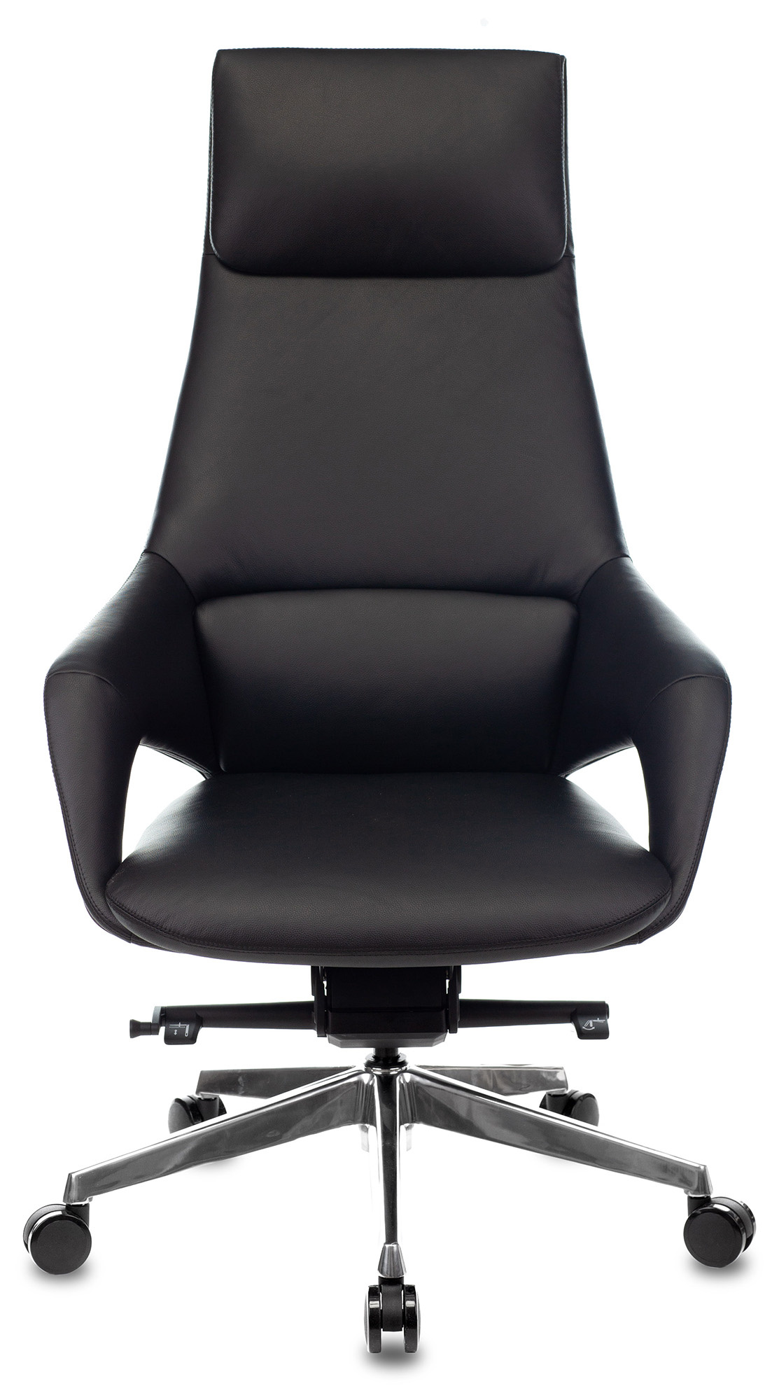 Кресло руководителя Бюрократ _DAO-2 черный кожа с подголов. крестов. алюминий
