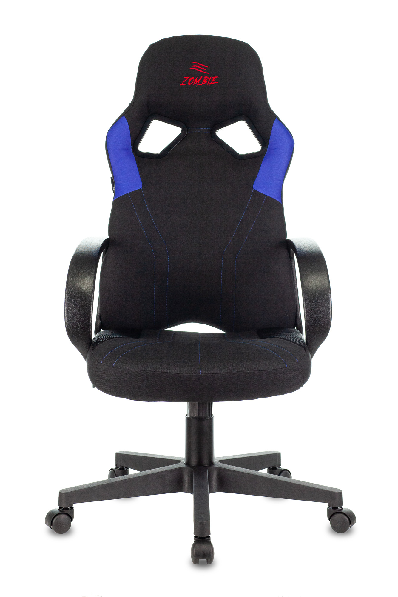 Кресло игровое Zombie RUNNER черный/синий текстиль/эко.кожа крестов. пластик