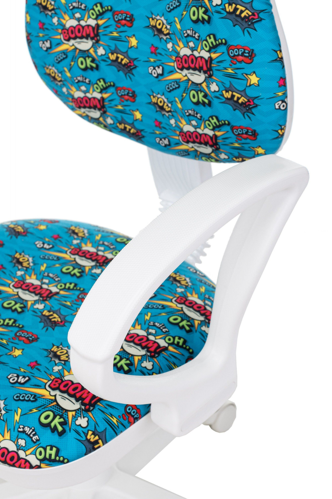Кресло детское Бюрократ KD-3/WH/ARM голубой бум крестов. пластик пластик белый