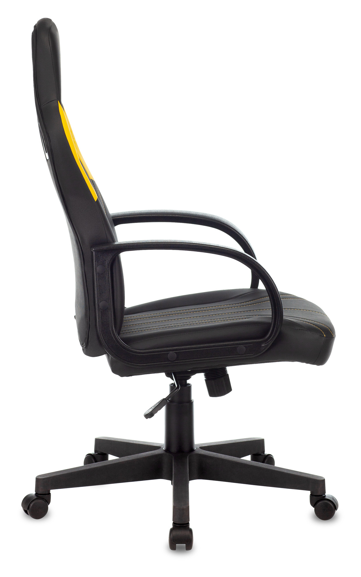 Кресло игровое Zombie RUNNER черный/желтый эко.кожа крестов. пластик