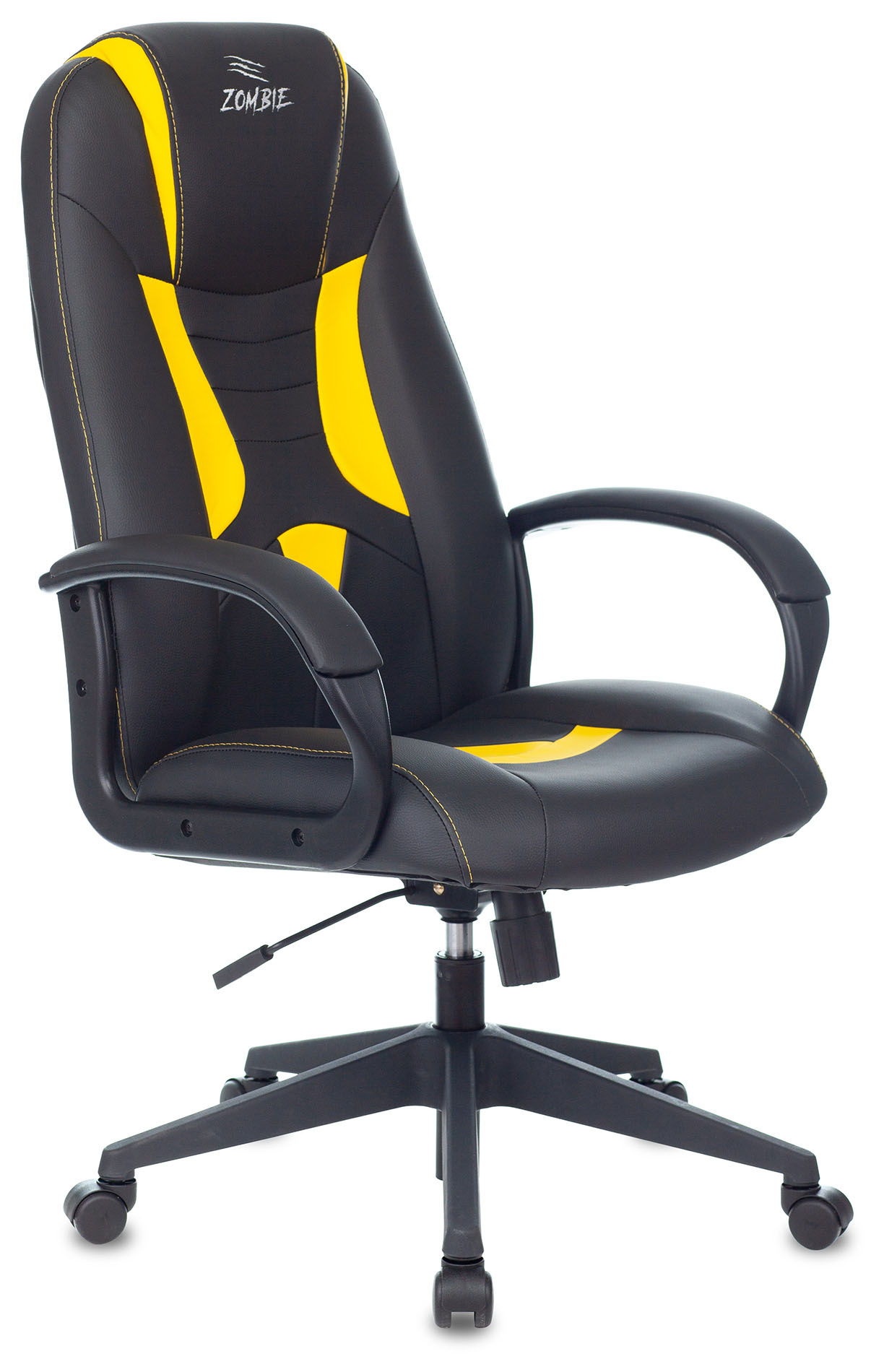 Кресло игровое Zombie 8 черный/желтый эко.кожа крестов. пластик