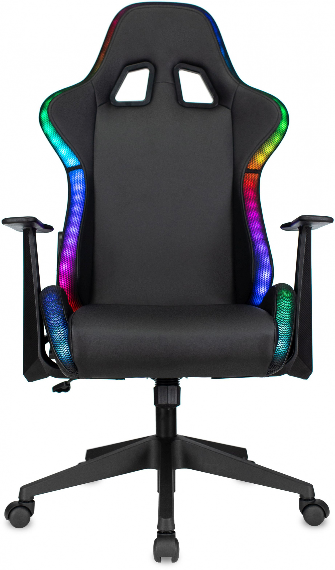 Кресло игровое Zombie GAME RGB черный эко.кожа/ткань крестов. пластик
