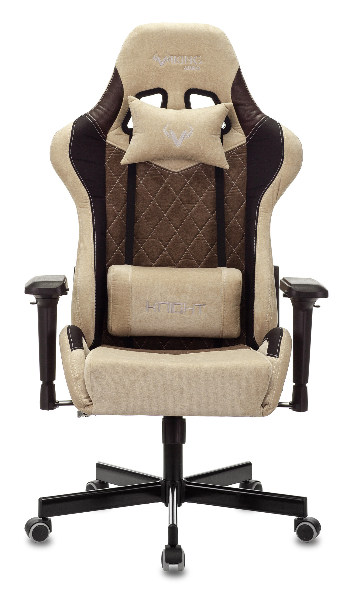Кресло игровое Zombie VIKING 7 KNIGHT Fabric коричневый/бежевый текстиль/эко.кожа с подголов. крестов. металл