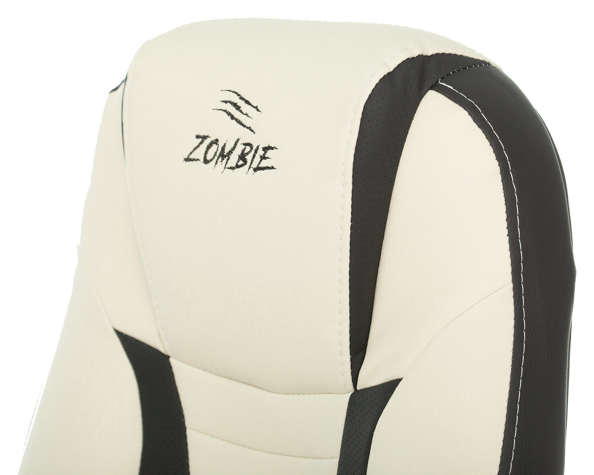 Кресло игровое Zombie 8 белый/черный эко.кожа крестов. пластик