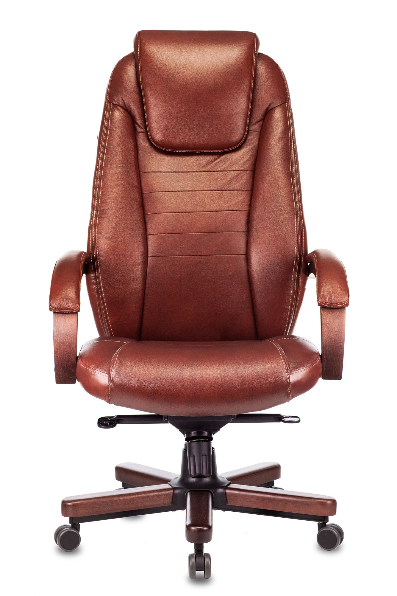Кресло руководителя Бюрократ T-9923WALNUT светло-коричневый Leather Eichel кожа крестов. металл/дерево
