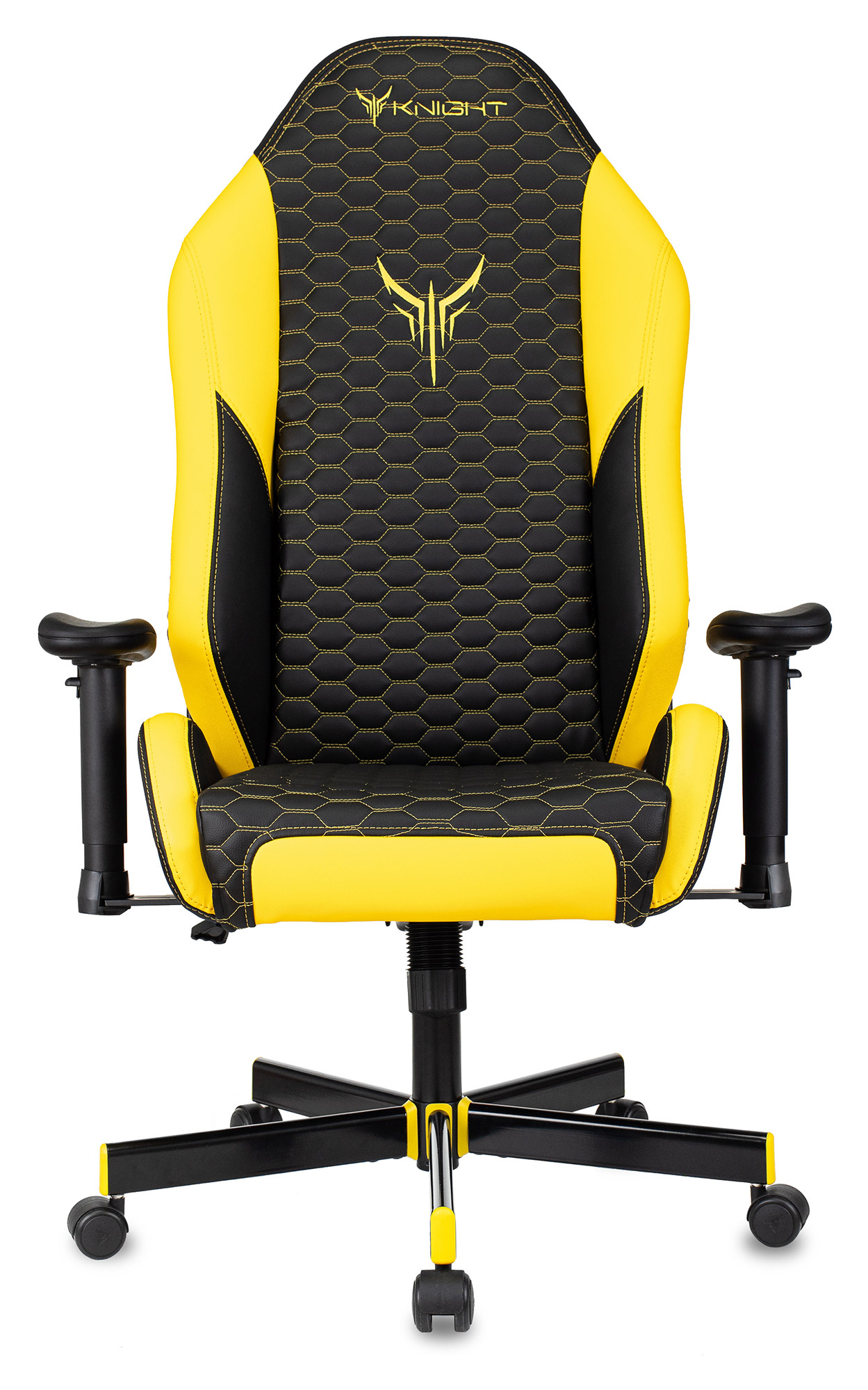 Кресло игровое Knight Neon черный/желтый соты эко.кожа с подголов. крестов. металл