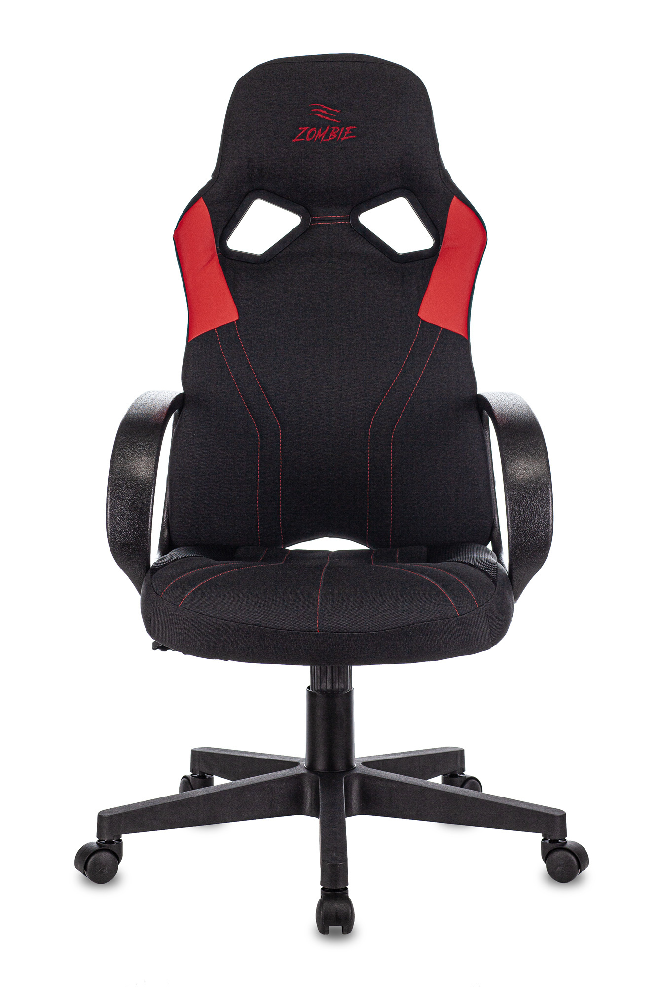 Кресло игровое Zombie RUNNER черный/красный текстиль/эко.кожа крестов. пластик