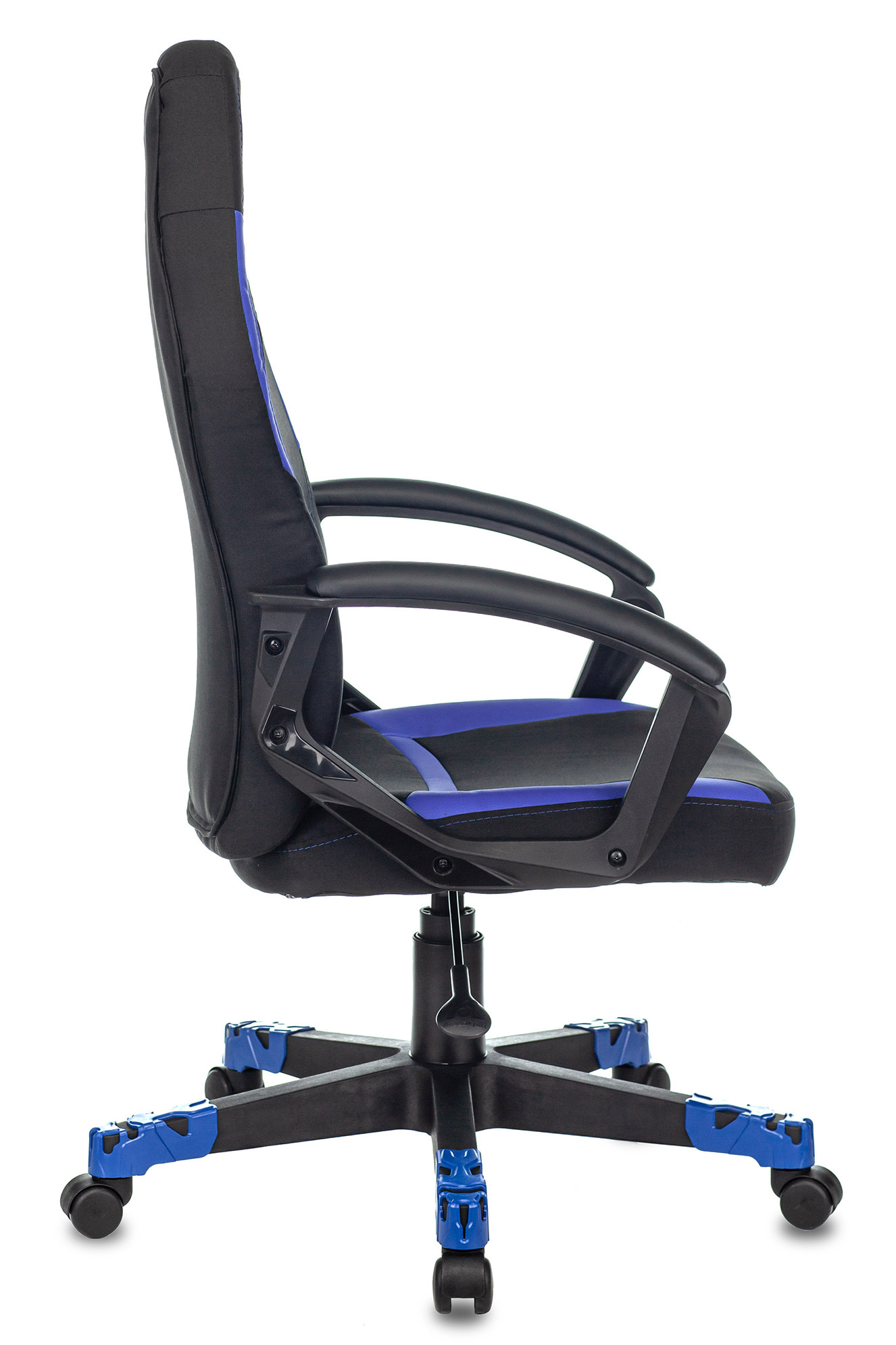 Кресло игровое Zombie 10 черный/синий текстиль/эко.кожа крестов. пластик