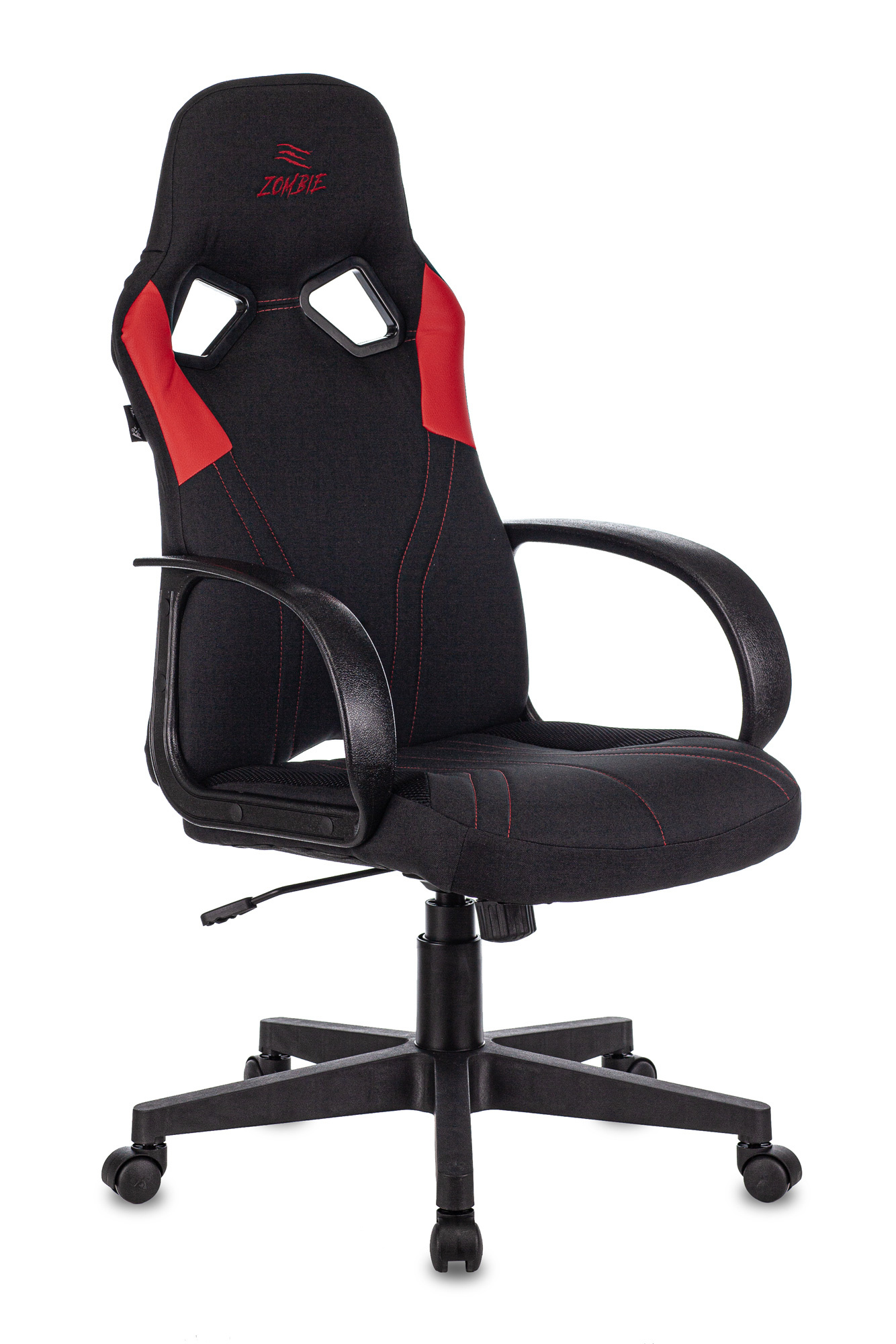 Кресло игровое Zombie RUNNER черный/красный текстиль/эко.кожа крестов. пластик