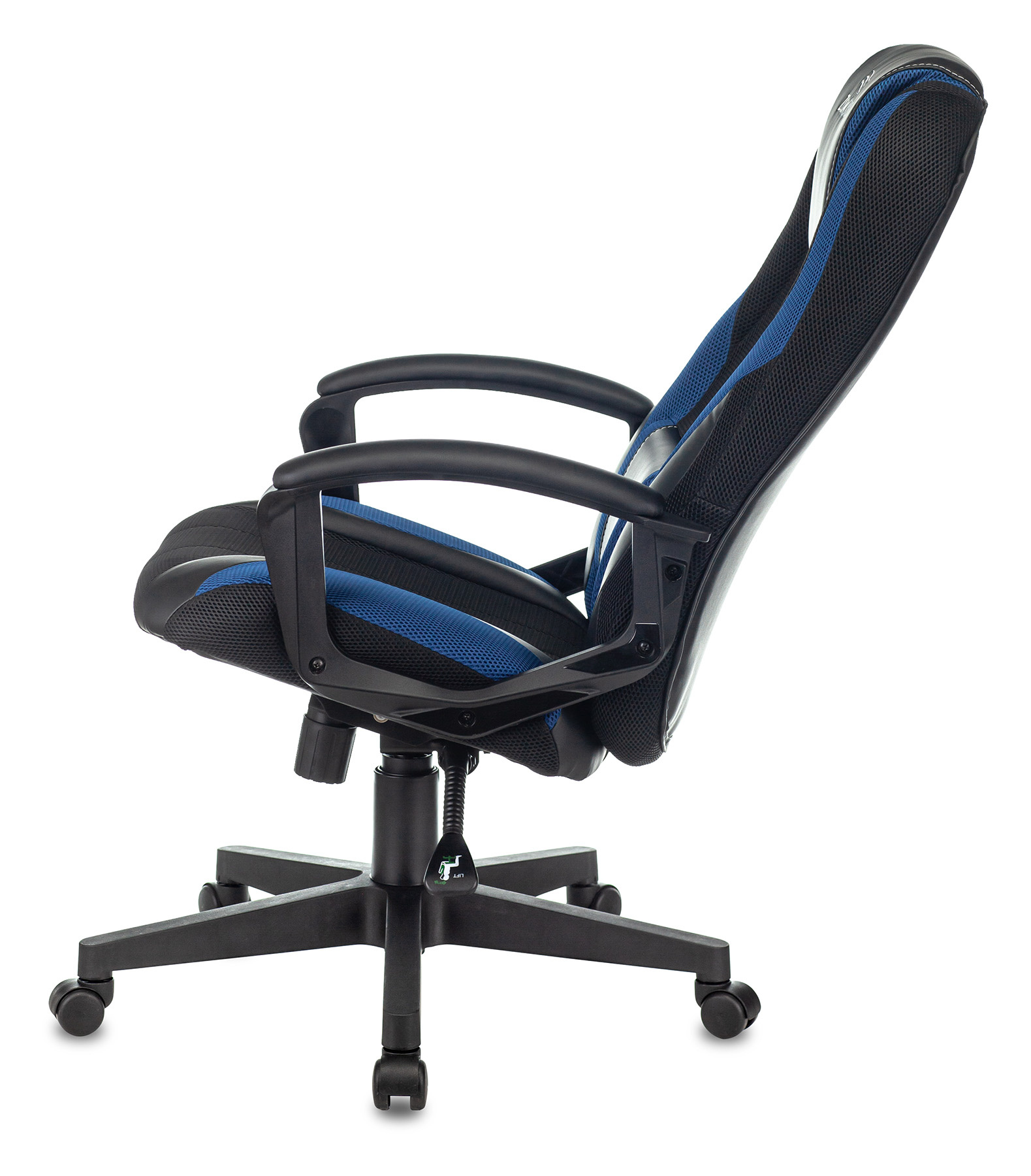 Кресло игровое Zombie 9 черный/синий текстиль/эко.кожа крестов. пластик