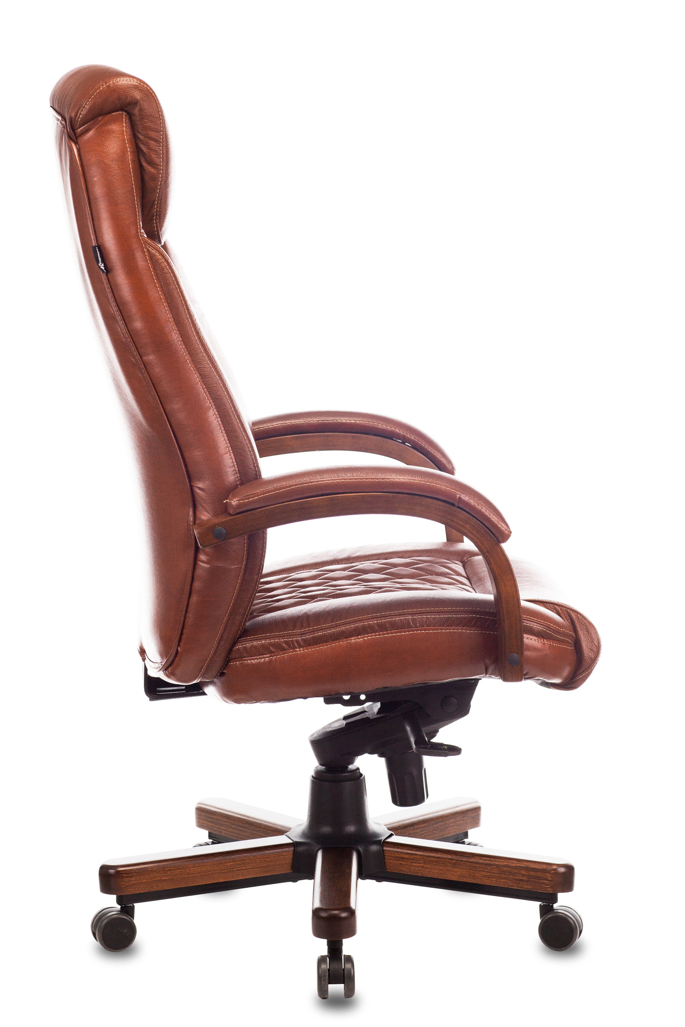 Кресло руководителя Бюрократ T-9924WALNUT светло-коричневый Leather Eichel кожа крестов. металл/дерево