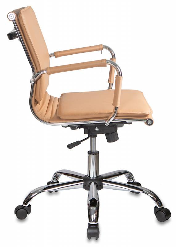 Кресло руководителя Бюрократ Ch-993-Low светло-коричневый эко.кожа низк.спин. крестов. металл хром
