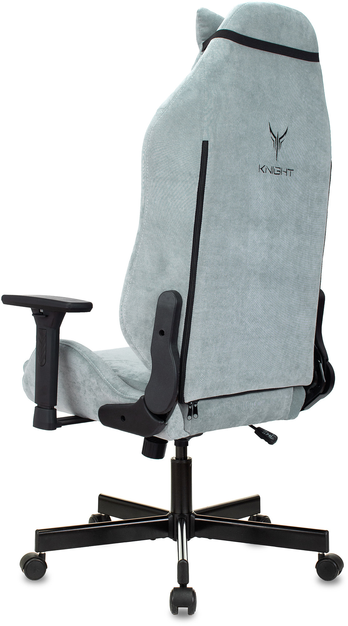 Кресло игровое Knight N1 Fabric серо-голубой Light-28 с подголов. крестов. металл