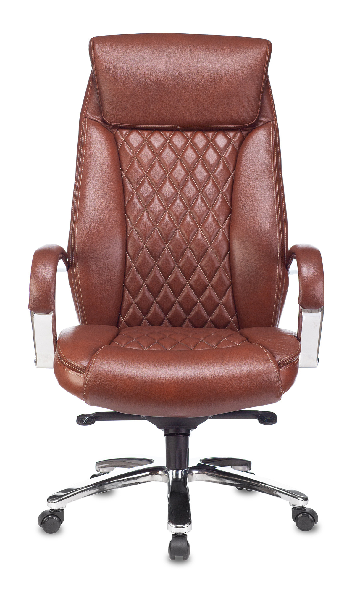 Кресло руководителя Бюрократ T-9924SL светло-коричневый Leather Eichel кожа крестов. металл хром