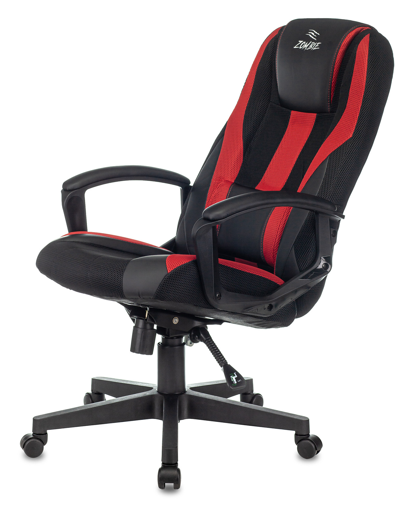 Кресло игровое Zombie 9 черный/красный текстиль/эко.кожа крестов. пластик