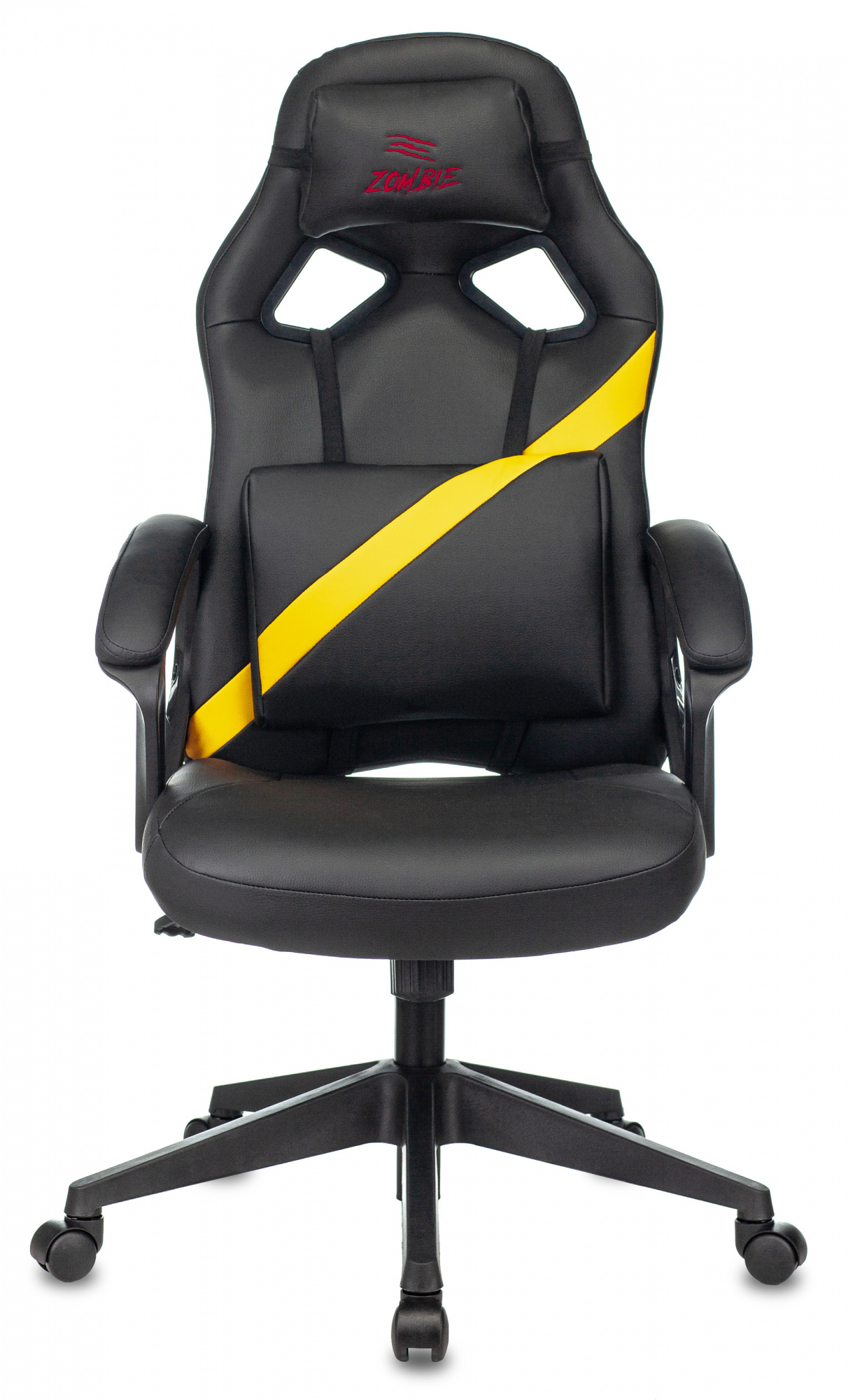 Кресло игровое Zombie DRIVER черный/желтый эко.кожа с подголов. крестов. пластик