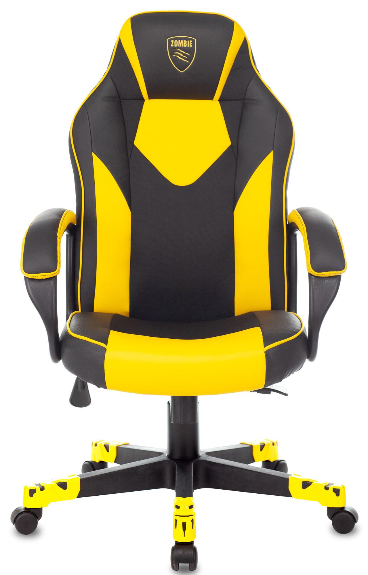 Кресло игровое Zombie GAME 17 черный/желтый текстиль/эко.кожа крестов. пластик