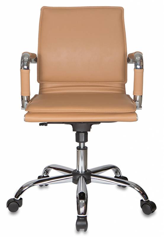 Кресло руководителя Бюрократ Ch-993-Low светло-коричневый эко.кожа низк.спин. крестов. металл хром