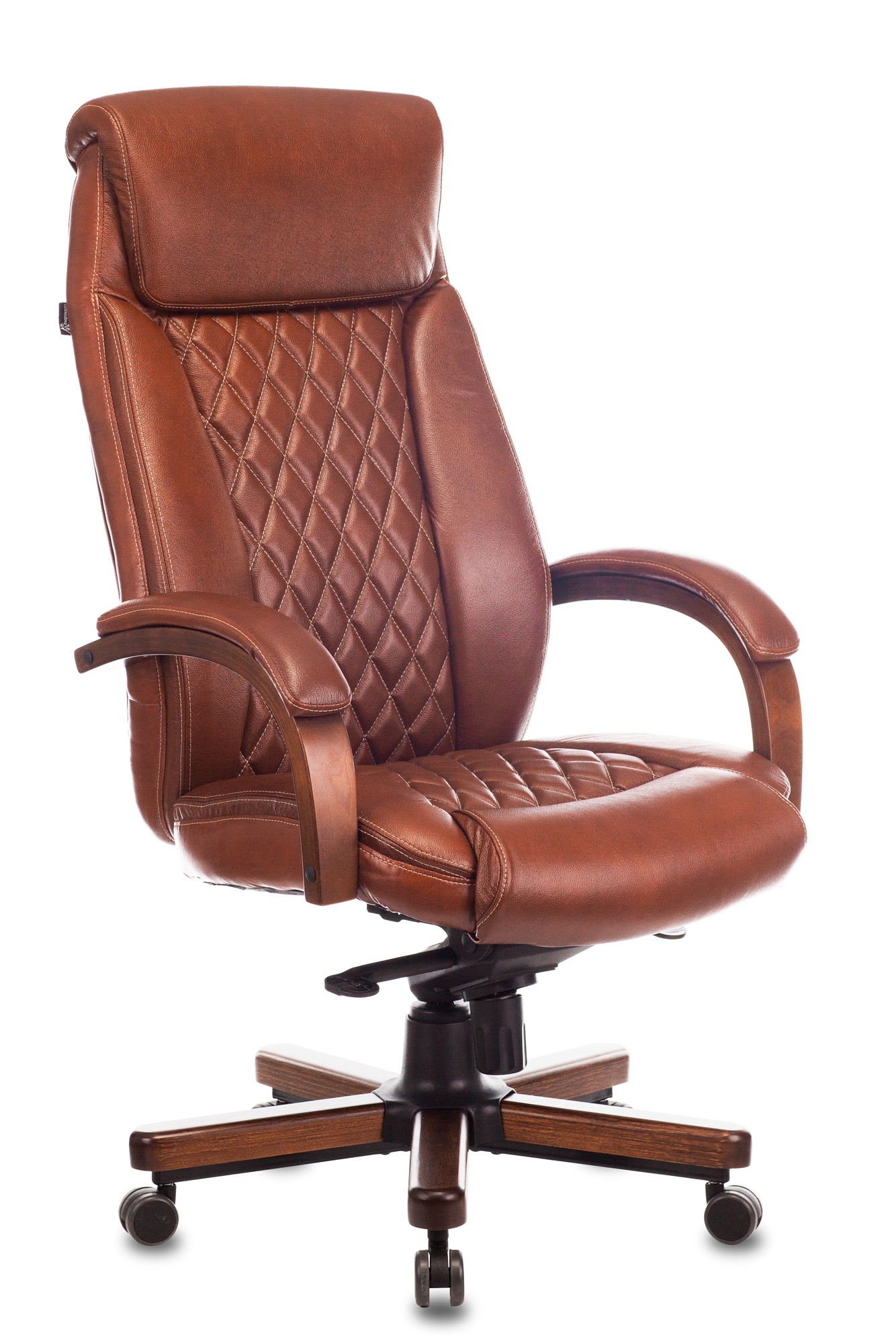 Кресло руководителя Бюрократ T-9924WALNUT светло-коричневый Leather Eichel кожа крестов. металл/дерево