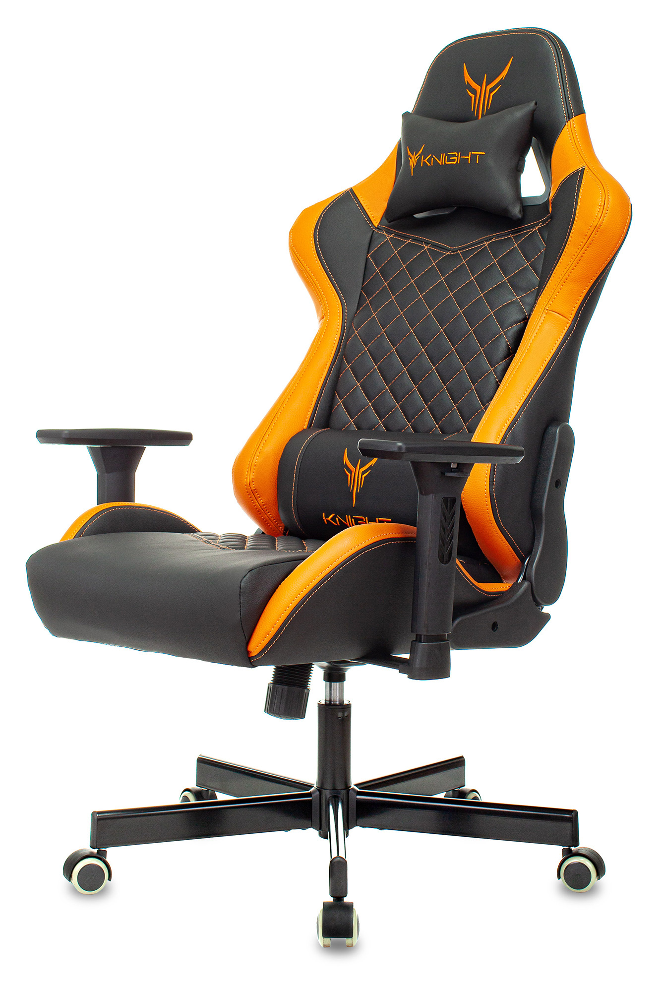 Кресло игровое Knight ARMOR черный/оранжевый ромбик эко.кожа с подголов. крестов. металл