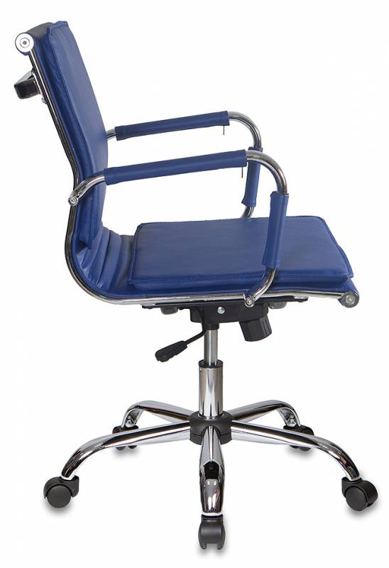 Кресло руководителя Бюрократ CH-993-Low синий эко.кожа низк.спин. крестов. металл хром