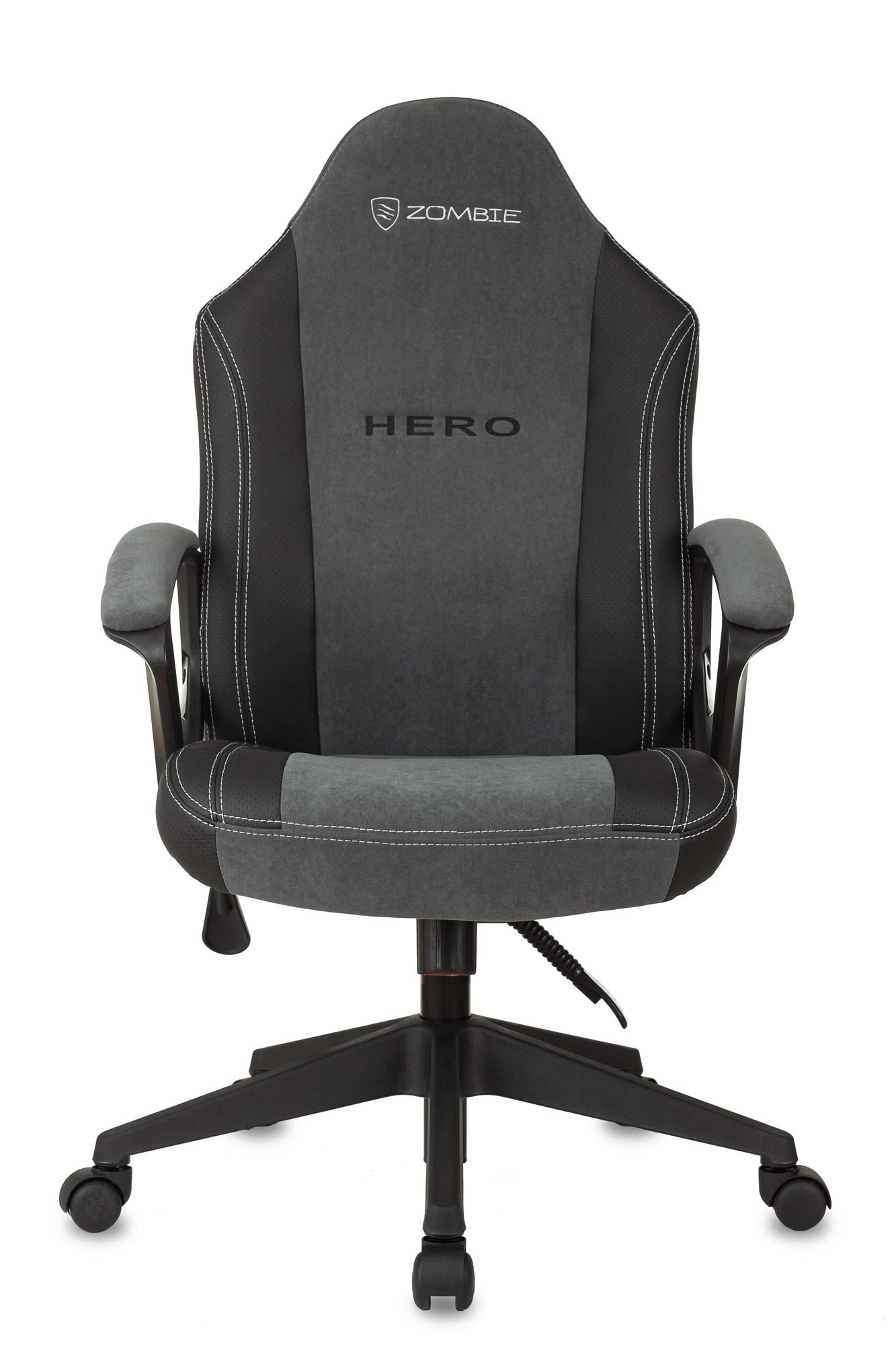 Кресло игровое Zombie Hero серый текстиль/эко.кожа крестов. пластик
