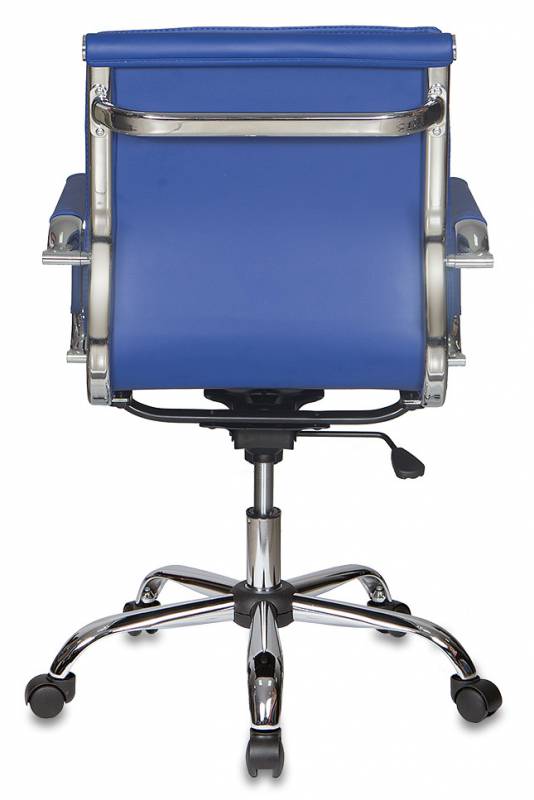 Кресло руководителя Бюрократ CH-993-Low синий эко.кожа низк.спин. крестов. металл хром