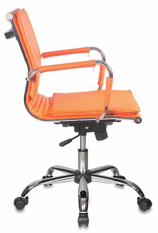 Кресло руководителя Бюрократ CH-993-Low оранжевый эко.кожа низк.спин. крестов. металл хром