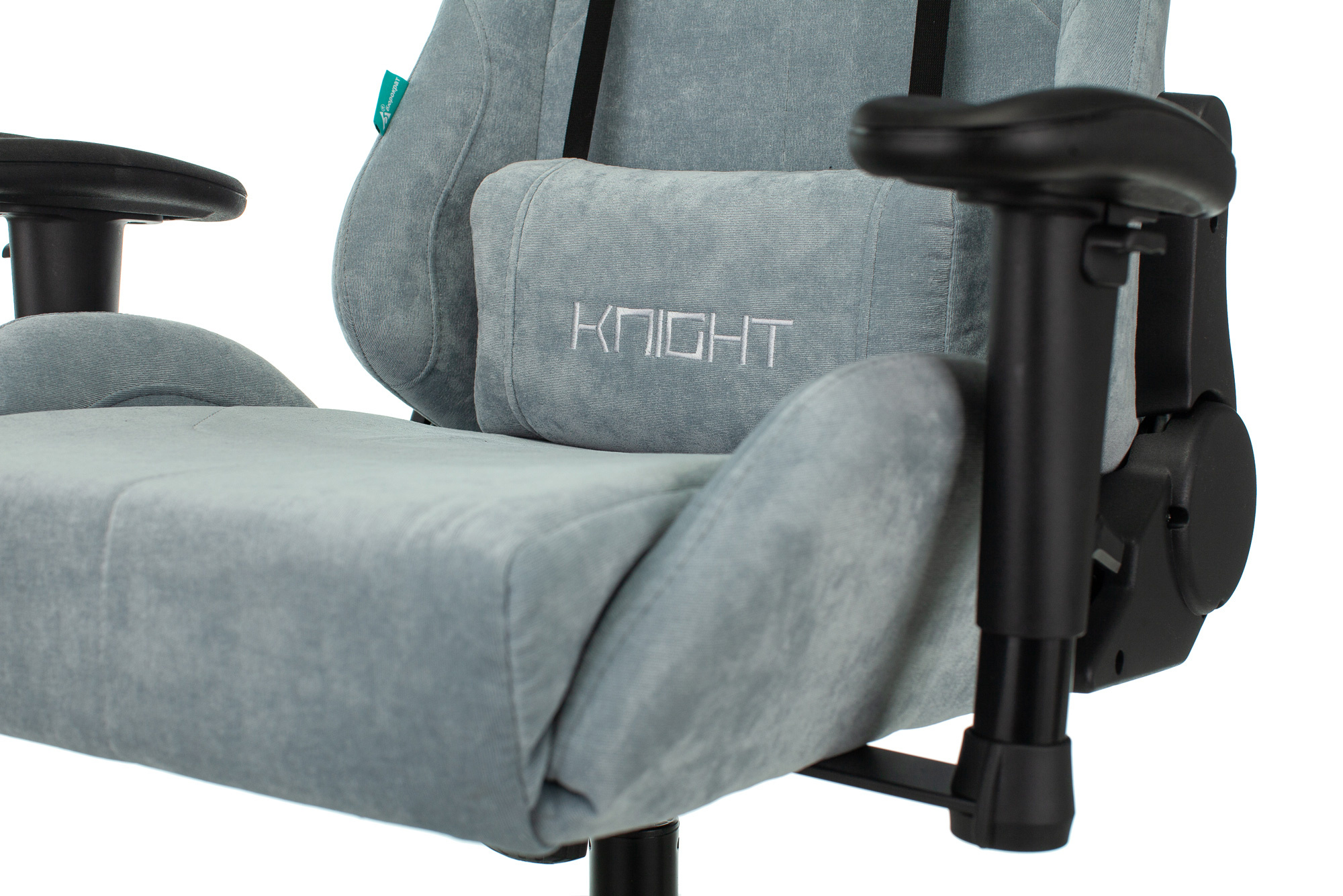 Кресло игровое Zombie VIKING KNIGHT Fabric серо-голубой Light-28 с подголов. крестов. металл