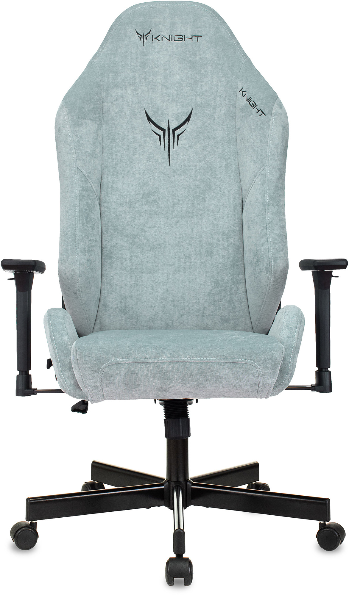 Кресло игровое Knight N1 Fabric серо-голубой Light-28 с подголов. крестов. металл