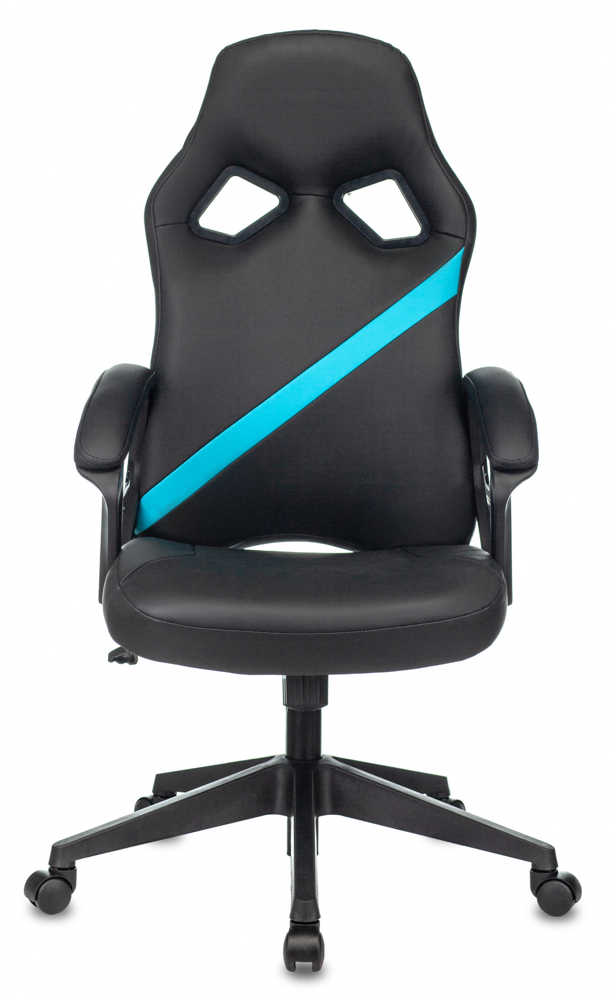 Кресло игровое Zombie DRIVER черный/голубой эко.кожа с подголов. крестов. пластик